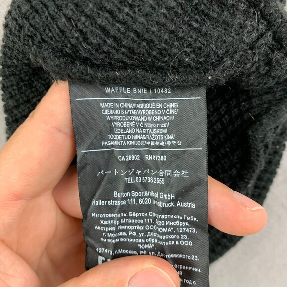 Burton Mens Winter Hat One Size Black Waffle Knit Toque Beanie Snowboarding - Picture 4 of 5